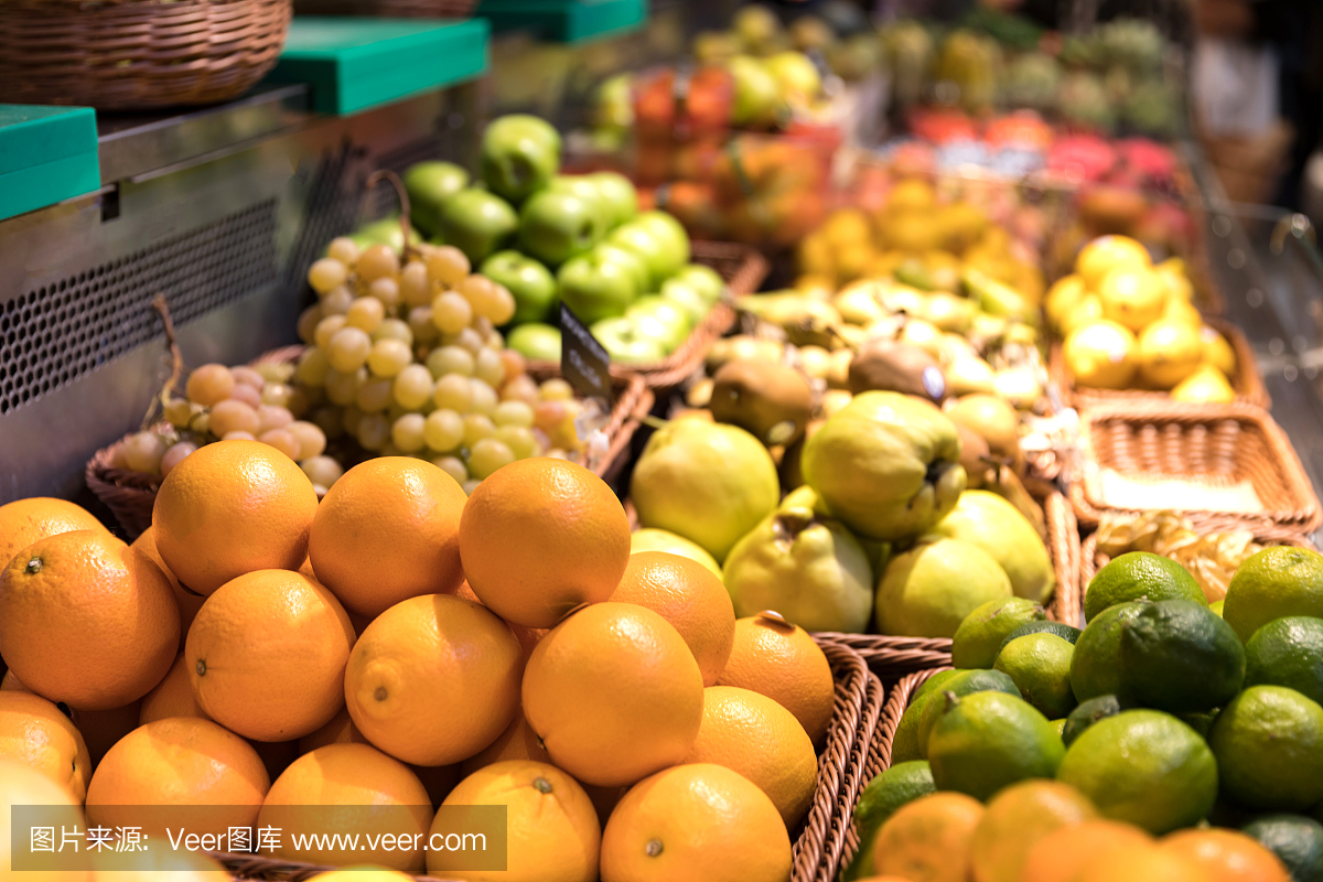 食品市场,新鲜的水果和蔬菜
